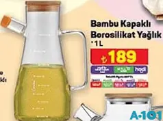 BAMBU KAPAKLI BOROSİLİKAT YAĞLIK 1 L